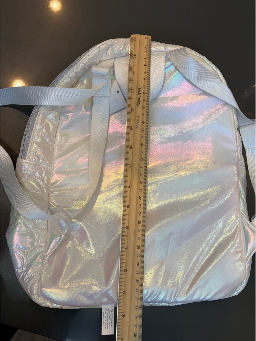 Iridescent Quilted Heart Pattern Backpack - Picture 4 of 10